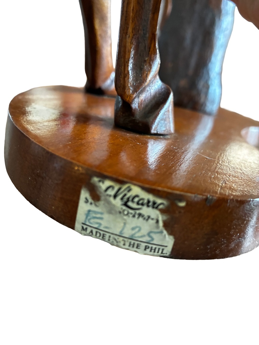 Vintage S.C. Vizcarra Hand Carved Wood Horse Statue 19” Philippines - Picture 6 of 7